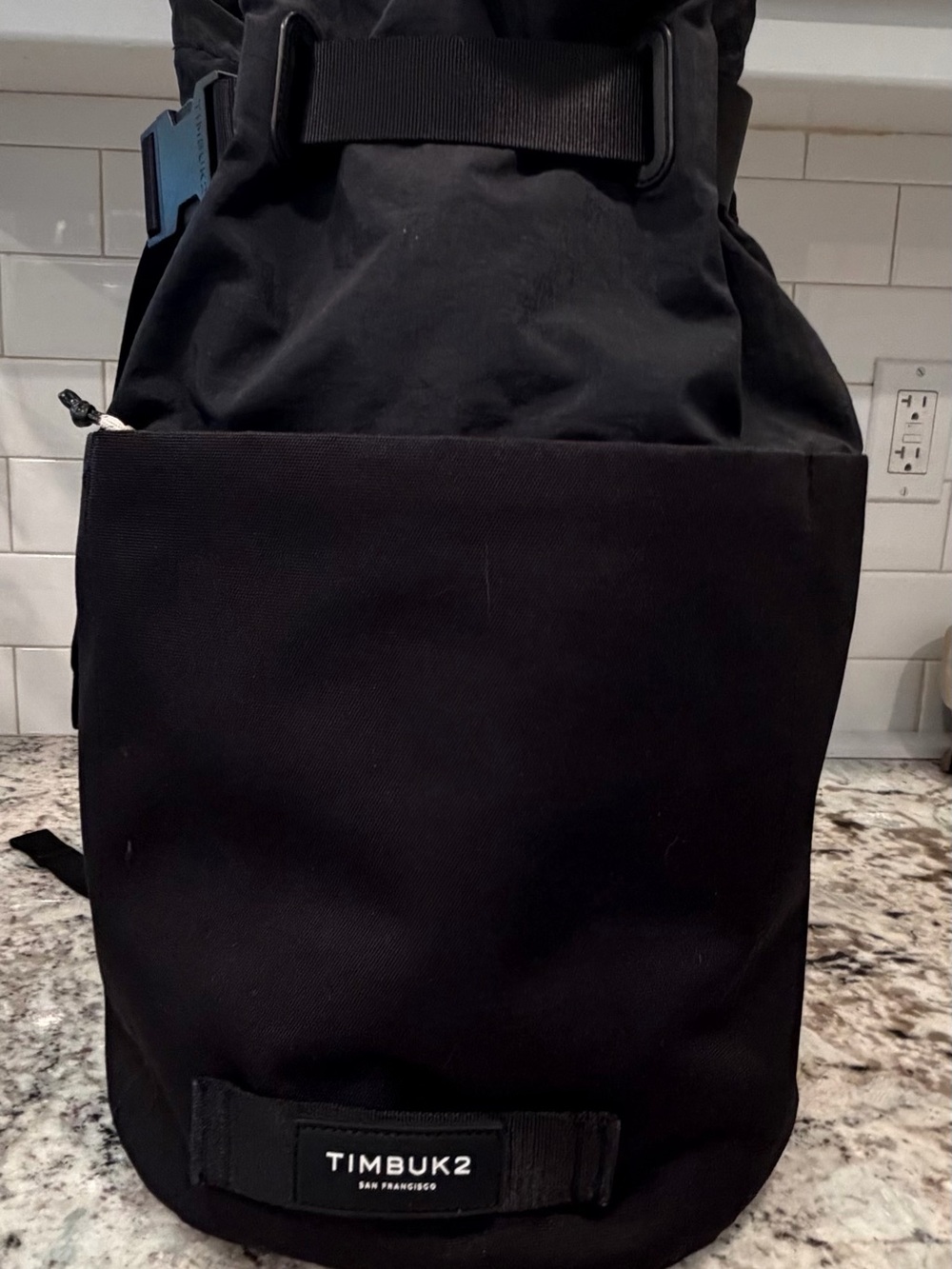 Timbuk2 Black Roll-Top Backpack with Front Patch